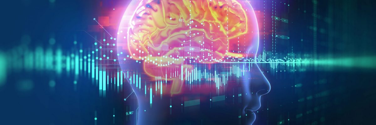 3d rendering of human  brain on technology background  represent artificial intelligence and cyber space concept